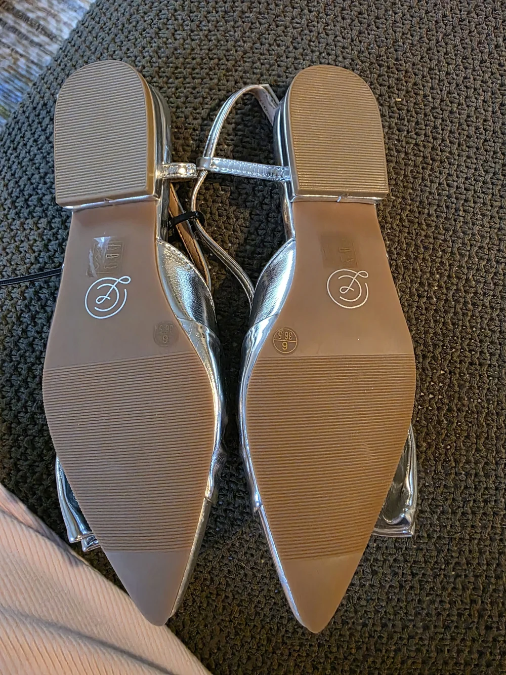 Chinese Laundry Metallic Silver Pointed Bow Slingback Flats